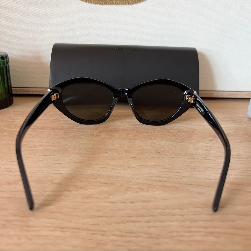 Saint Laurent SL M60 Black Cat Eye Sunglasses with Gold YSL Logo - Picture 5 of 10